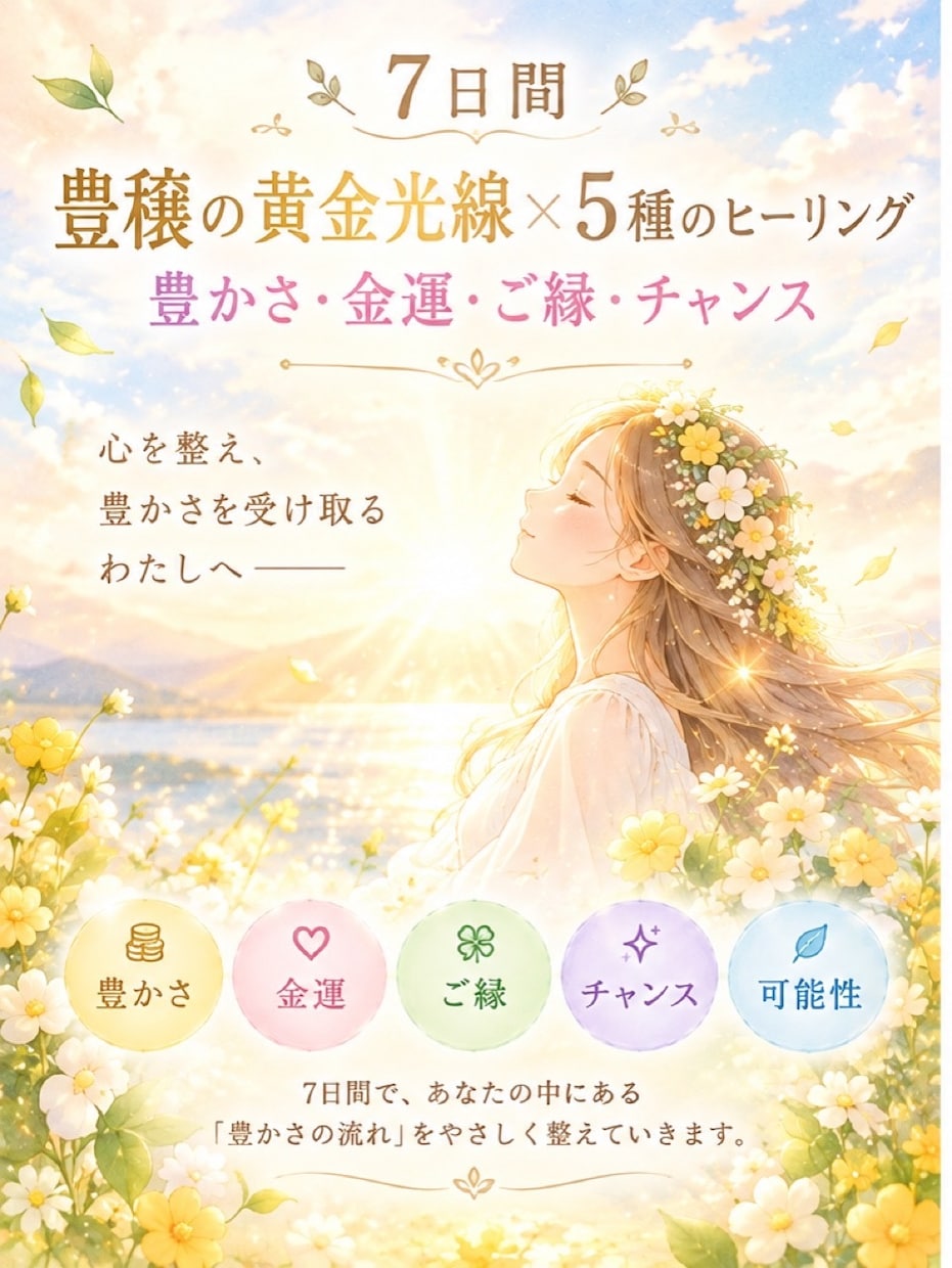 7日間♡豊かさの流れを整えるヒーリングします 金運・ご縁・チャンス♡豊かさを受け取る7日間⟡.* イメージ1