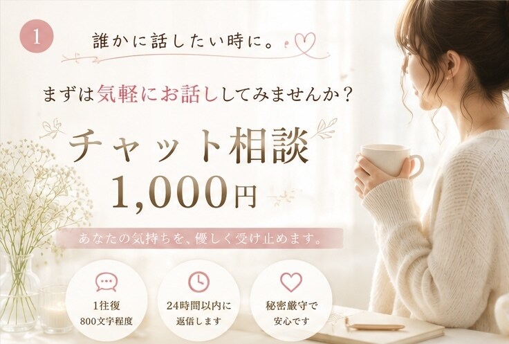 今のお気持ちを受けとめ、丁寧にお返事します 言葉にするだけでも、心が少し整理される時間を イメージ1