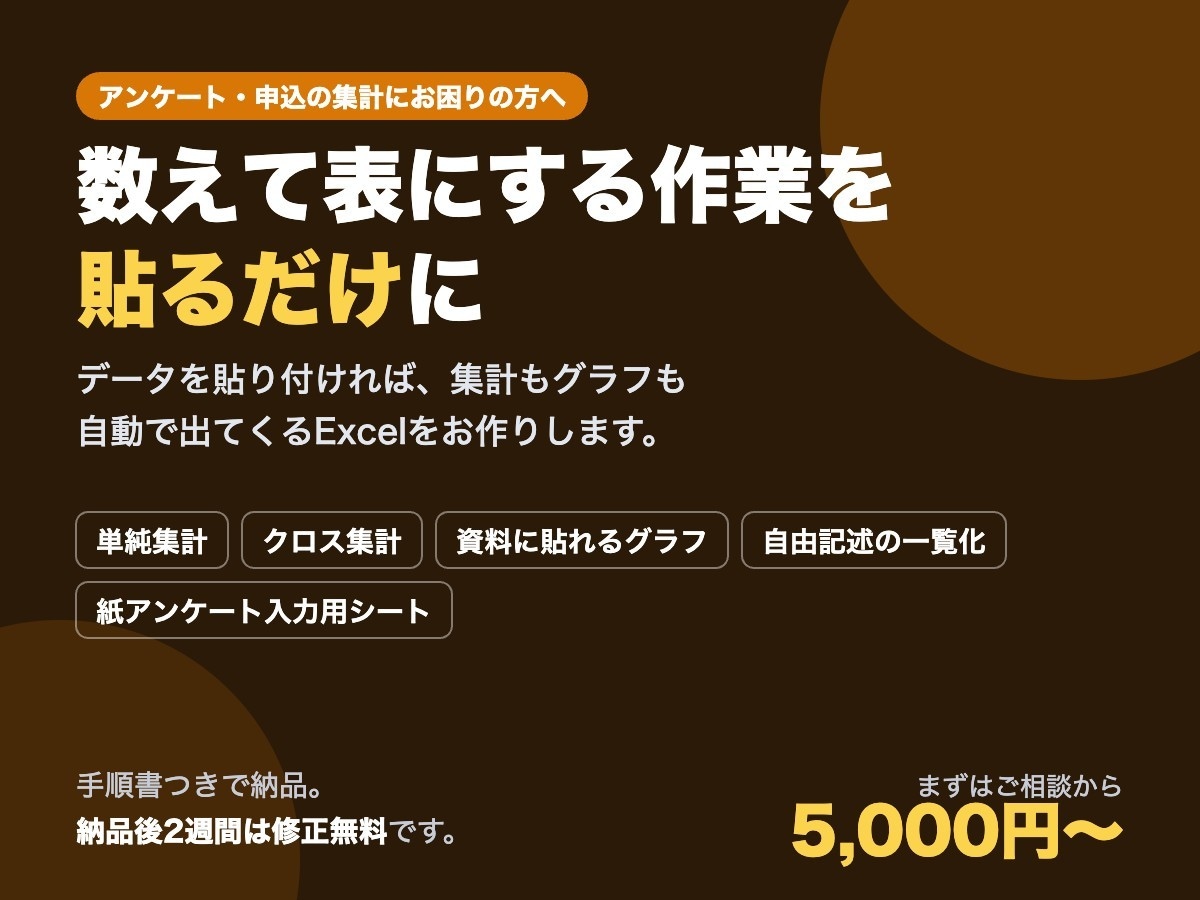 アンケート・申込データの集計を自動化します 受け取ったデータを集計とグラフまで イメージ1