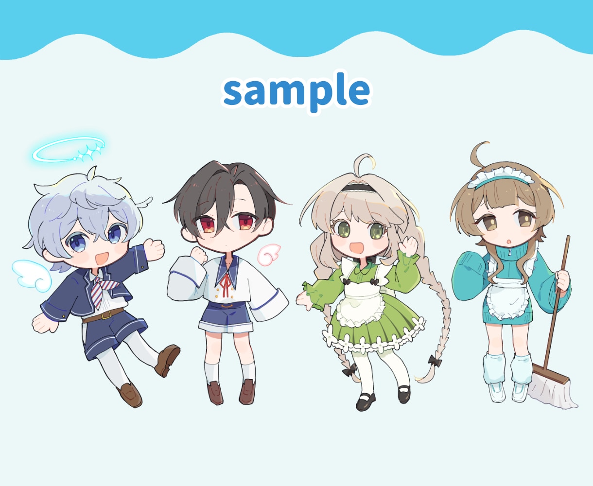 商用OK！透明感あるかわいいミニキャラ描きます アイコン・配信・グッズ用など様々な場面でお使いできます！ イメージ5