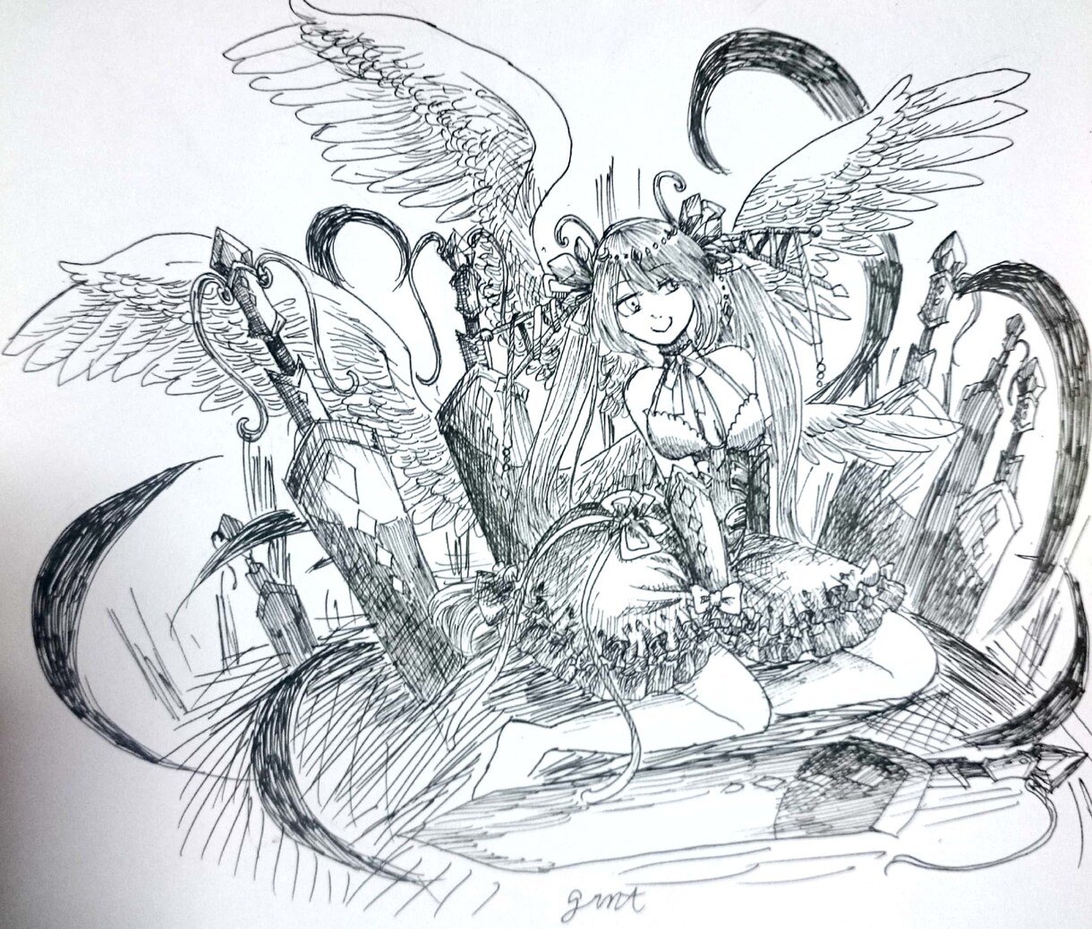 童話調白黒絵のキャラ絵描きます 細かな描き込みで童話のような雰囲気 イメージ3