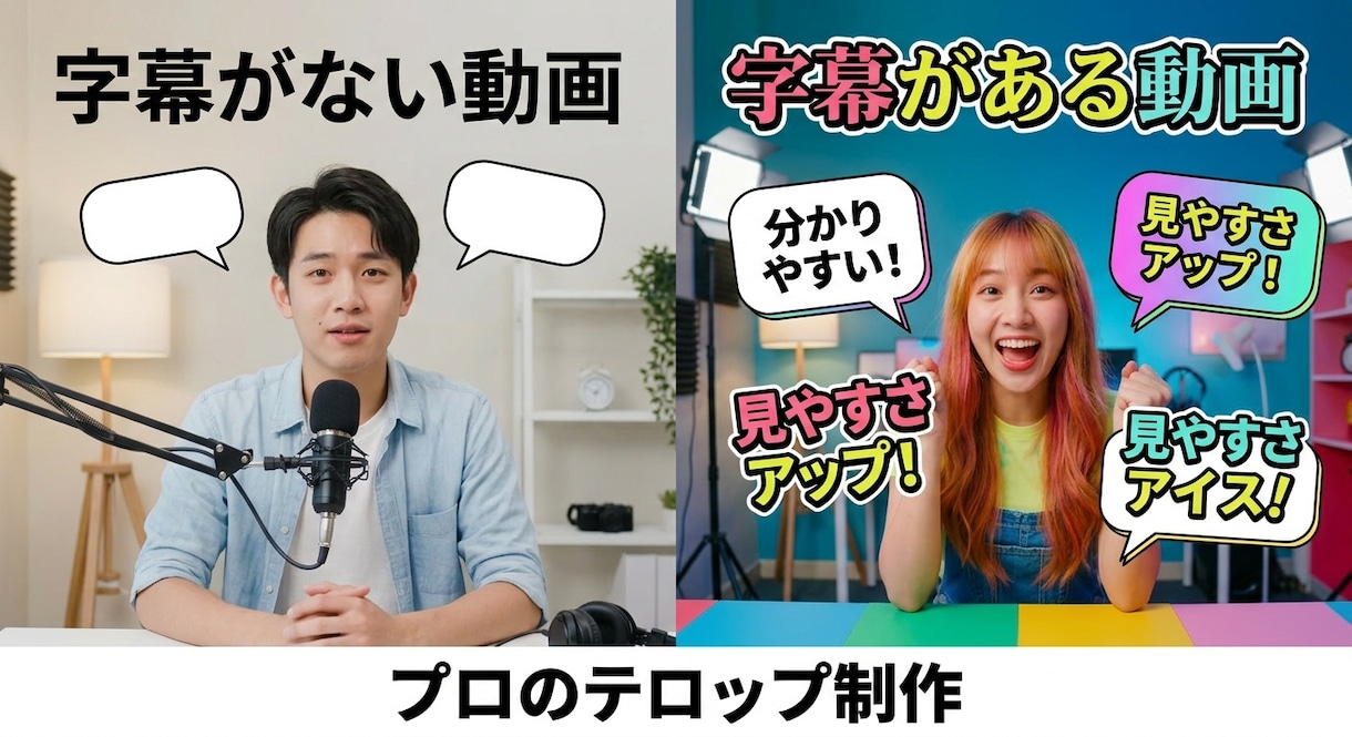 最短当日YouTubeの字幕フルテロップ作成します 急ぎの案件もOK！1本3,000円から爆速でキャプション制作 イメージ1
