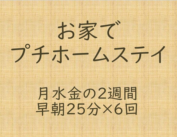朝のプチホームステイ、英会話の時間でございます 朝から集中。早朝、英語だけ会話で英語で英語を理解する25分 イメージ1