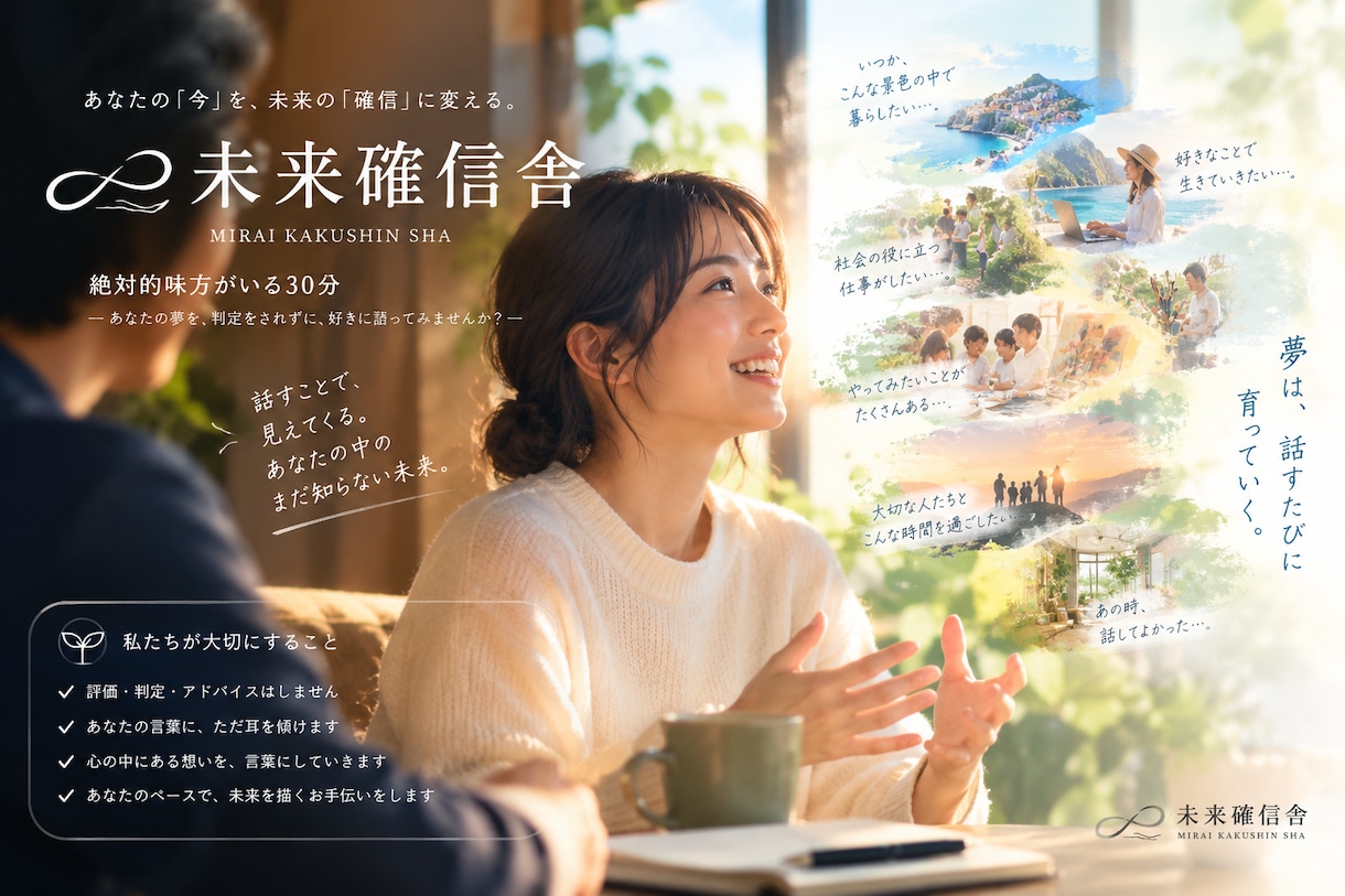 あなたの夢を30分、判定されずに好きに語れます 「貴方ならできる屋」はじめました イメージ1