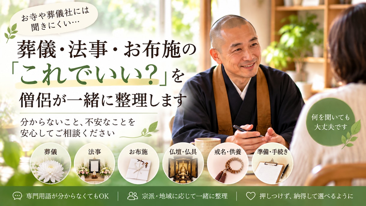 仏事の「これでいい？」に僧侶がお答えしますます お寺や葬儀社には聞きにくい疑問も、一緒に整理します イメージ1