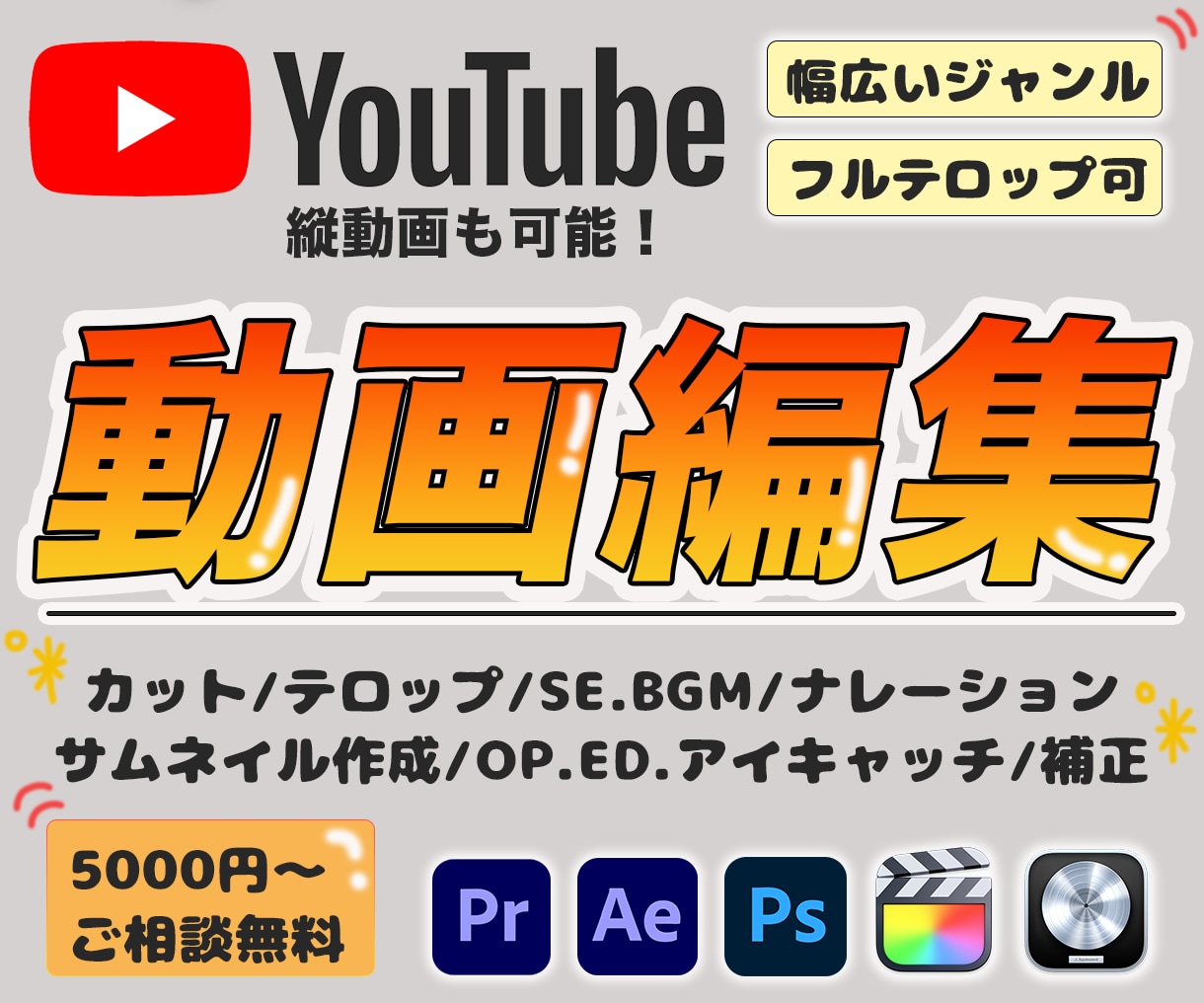 YouTube等のSNS用の動画編集をします 「活動者が作成」幅広いジャンル対応可能✨個性を引き出す動画を イメージ1