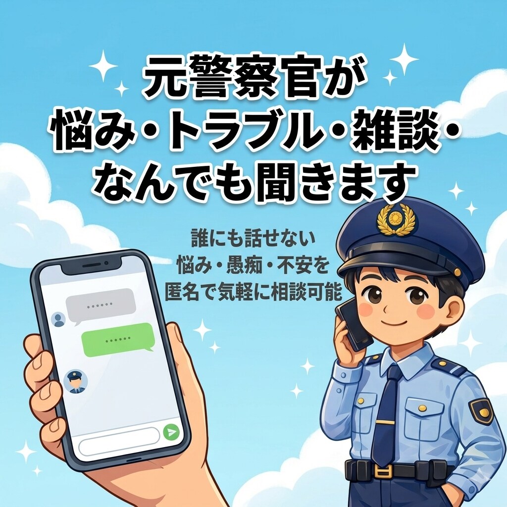 元警察官が悩み・トラブル・雑談・なんでも聞きます 匿名OK 元警察官が親身に対応 イメージ1
