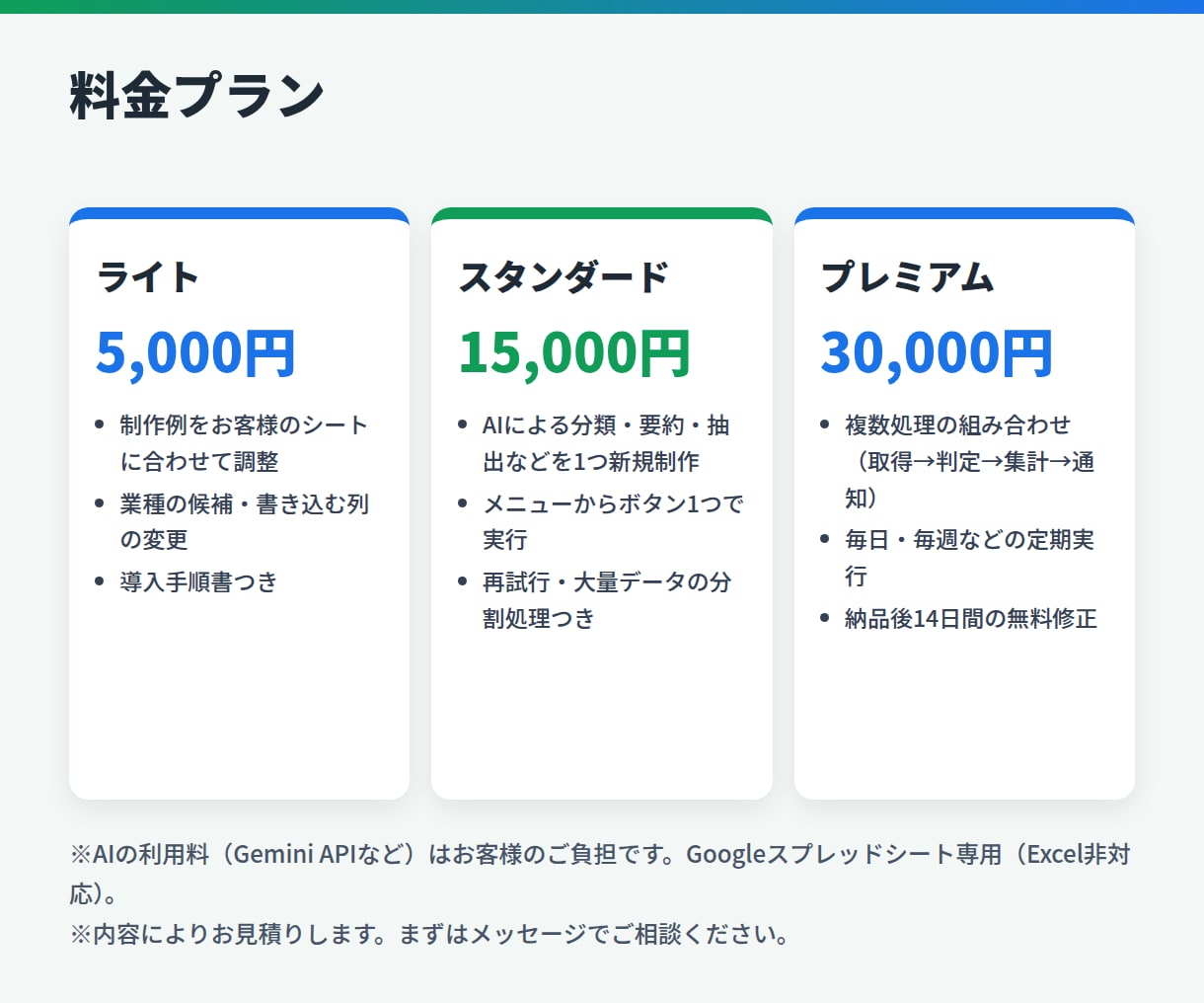 スプレッドシート×AIで面倒な作業を自動化します GAS＋生成AIで「分類・要約・転記」をボタン1つに。 イメージ4
