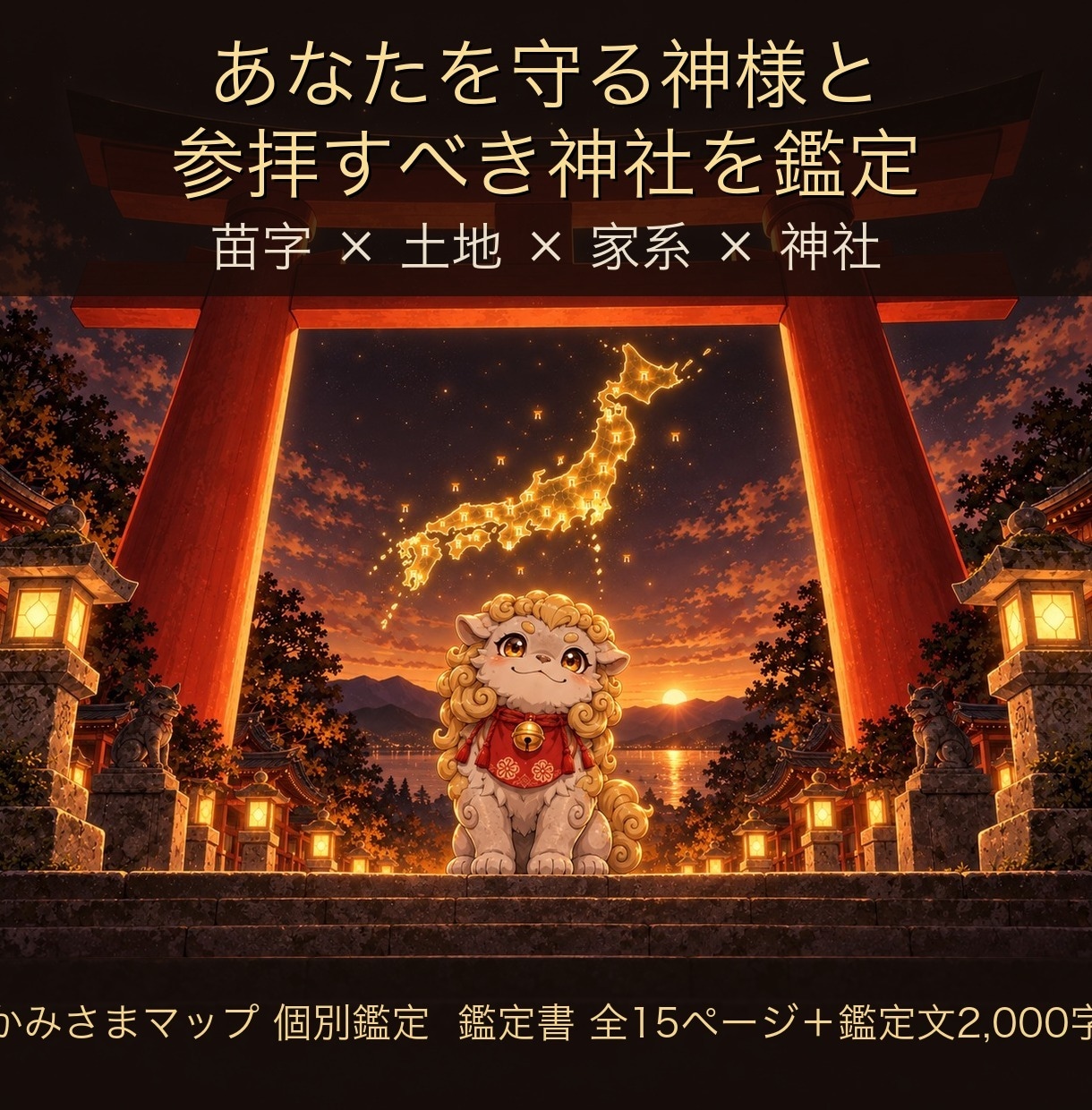 苗字からあなたを守る神様と参拝神社を鑑定します 神様マップで家系×土地×神社の4軸で「あなたの神様」を可視化 イメージ1