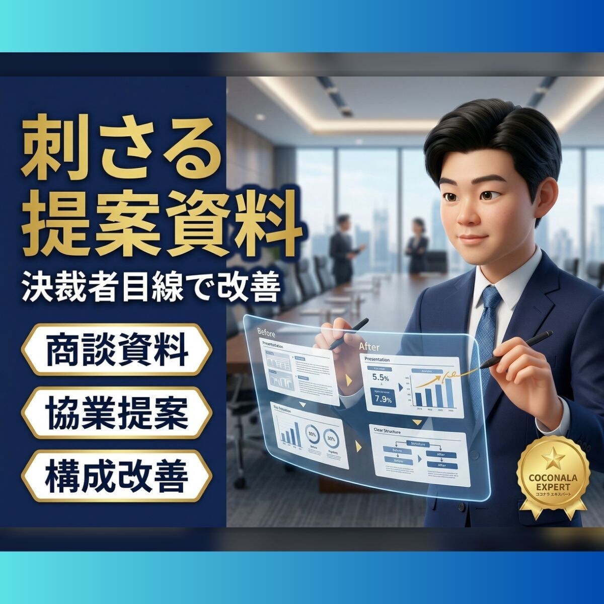 決裁者を落とす！提案資料をプロが改善します 協業提案資料のコンサル実績。現役部長が刺さる構成へ再構築 イメージ1