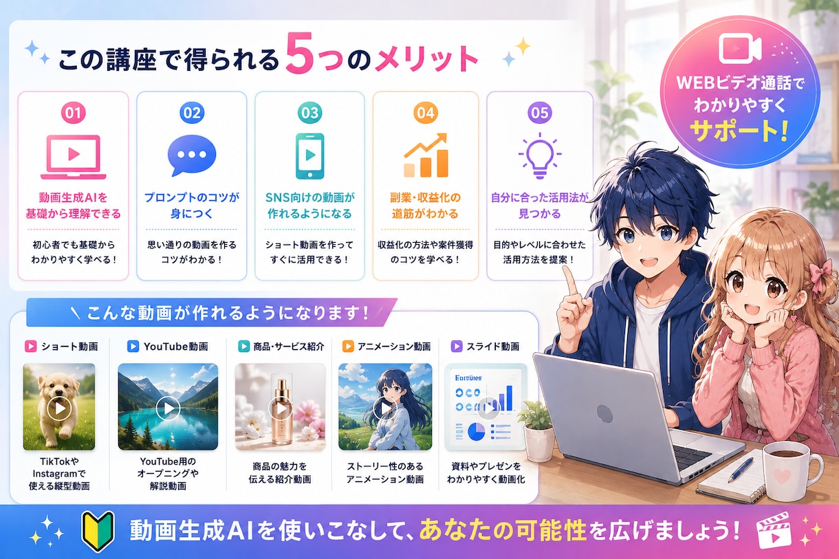初心者向け動画生成AIの使い方教えます 動画生成AIでできることを初心者向けに解説します イメージ3