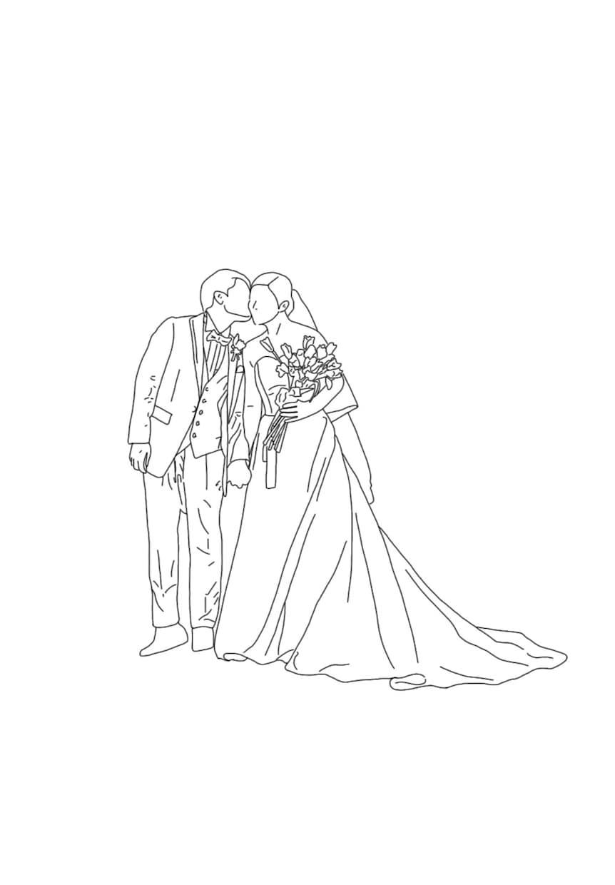 お写真から、ステキな線画イラスト作成致します プレゼントやウェディングに、お任せください♡ イメージ3