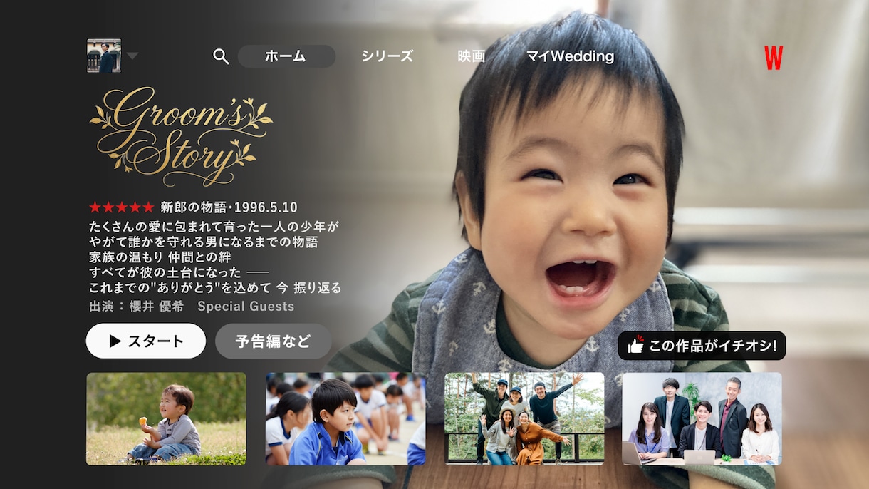 NETFLIX風プロフィールムービー作成します ゲストの視線を釘付けにする映画級の演出！ イメージ4