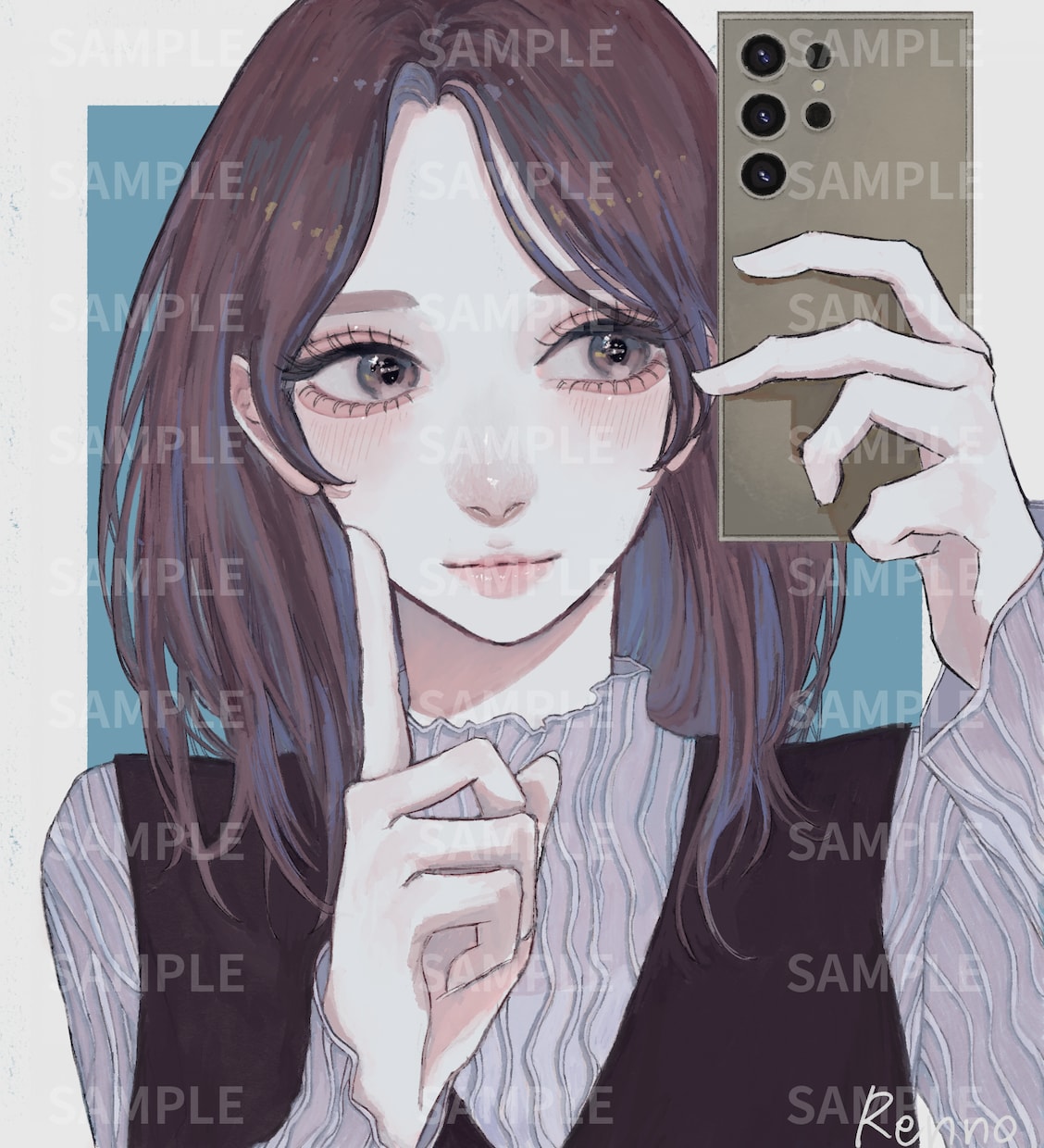 お顔が可愛い、リアルでアンニュイな女の子描きます 【厚塗り　リアル　アンニュイ　彩度低め】なイラストを作成♩ イメージ1