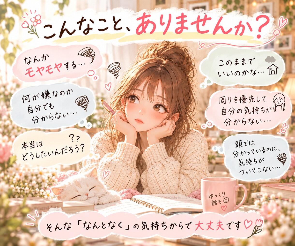 モヤモヤした気持ちを、7日間かけて一緒に整理します 話しているうちに、自分でも気づかなかった気持ちに出会う7日間 イメージ2