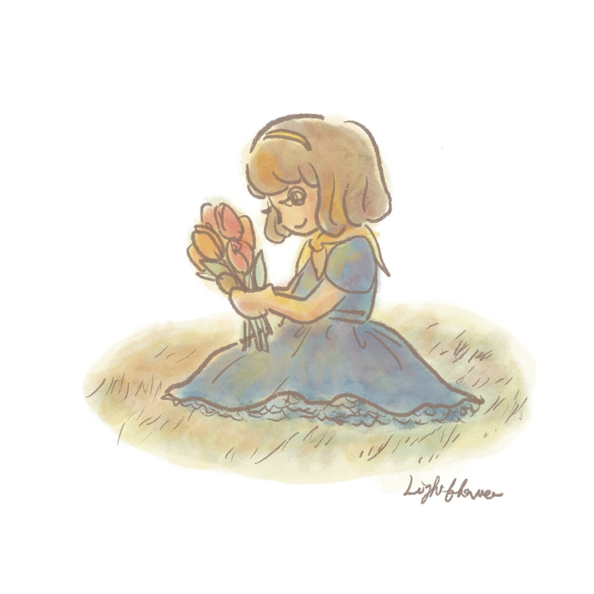 お花のようにやさしい雰囲気の女の子描きます 花や空の色を取り入れた色合いがこだわりです。 イメージ10