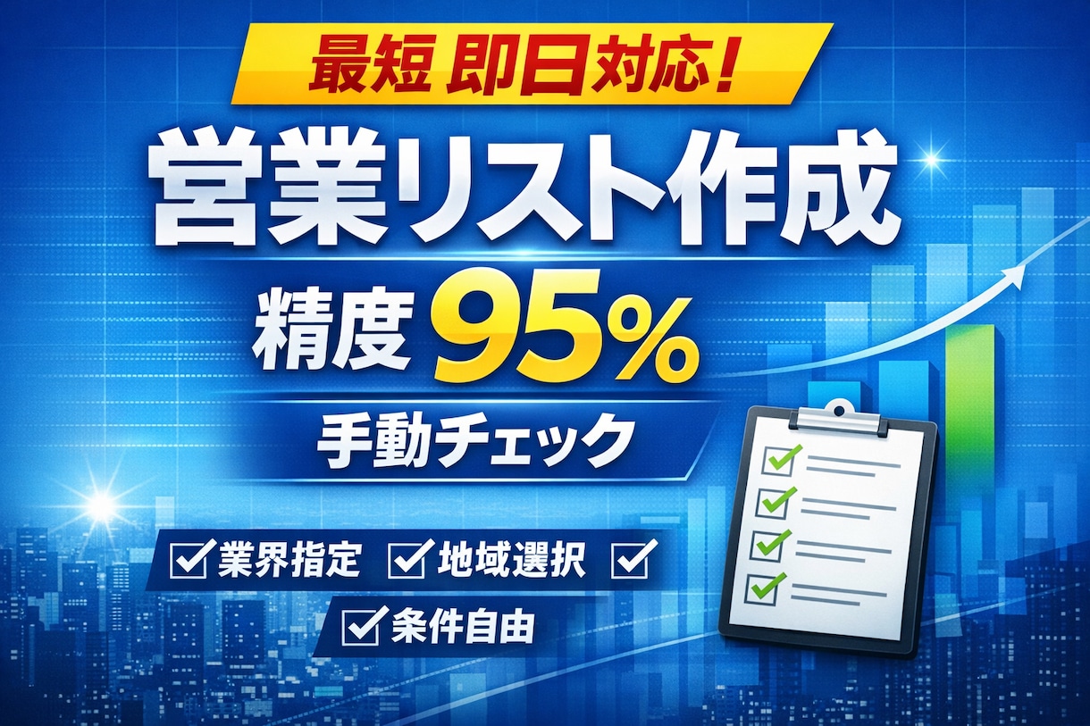 最短即納！営業に強い企業リストを作成します 【最短即日】精度95%の営業リスト作成｜ イメージ1