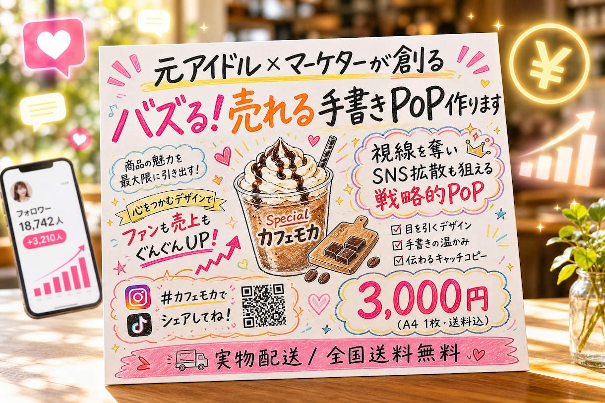 バズる！売れる手書きPOP作ります 視線を奪いSNS拡散も狙える戦略的POP！ イメージ1