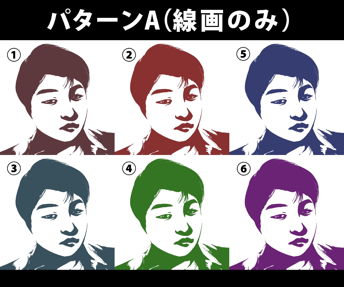 白黒シルエット☆スタイリッシュな似顔絵お描きします モノクロ二値で年代問わずカッコよく✿SNSのアイコンに イメージ6