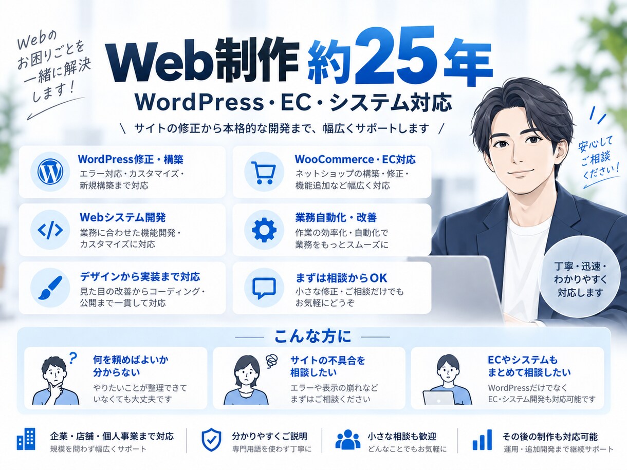 WordPressの不具合を迅速に修正します 表示崩れ・エラー・CSS・PHPまで幅広く対応 イメージ5