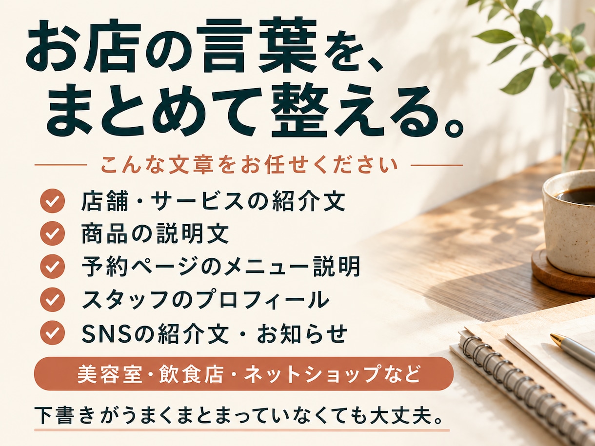 店舗・商品の紹介文を読みやすくリライトします 合計1500字・3点まで｜見出し提案・修正1回込み イメージ4
