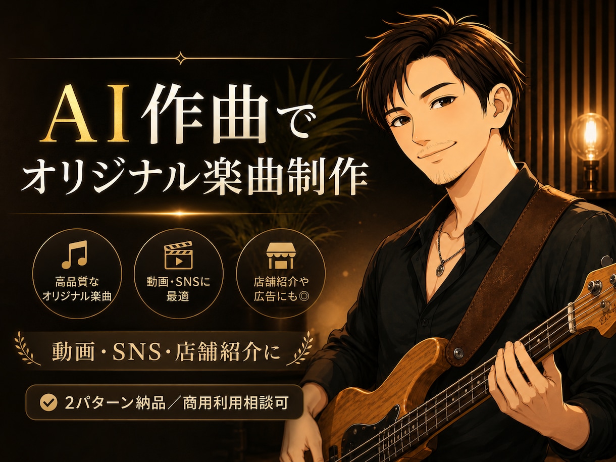 AIでオリジナル曲を制作します 動画・SNS・店舗用に短納期で対応 イメージ1