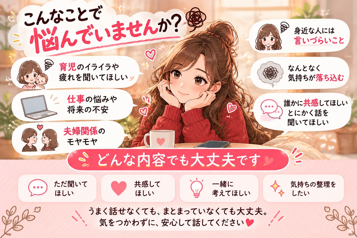 今日だけ誰かに聞いてほしい。を5往復お聞きします 知らない相手だから話せる。今日だけ、ここで吐き出しませんか？ イメージ2