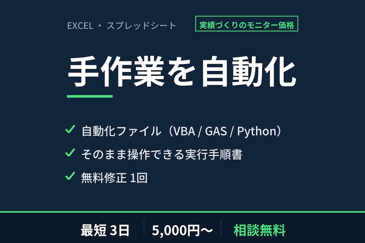 Excelの手作業、まるごと自動化します 集計・転記・整形・レポートをAI×自動化で数分に イメージ1
