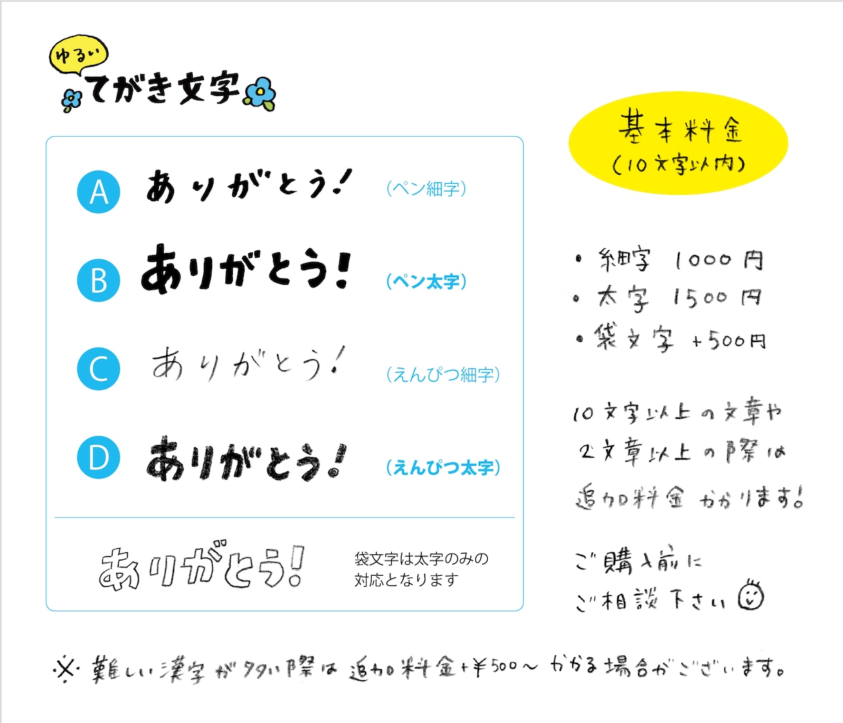 手描き（風）のゆるい文字き書きます 商用OK! 見出しや商品名、タイトルにどうですか？ イメージ2
