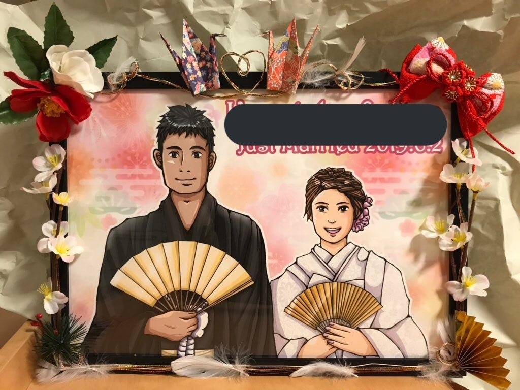 ウェルカムボード等記念日用ボードを作成致します 結婚式、記念日用似顔絵お描きします。額の装飾も承ります♪ イメージ2