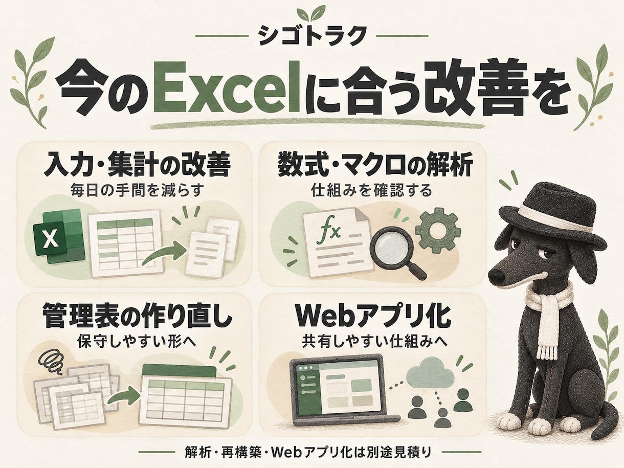 使いづらいExcelを見直し改善します 製造現場・事務作業の入力や集計をもっと楽に イメージ2