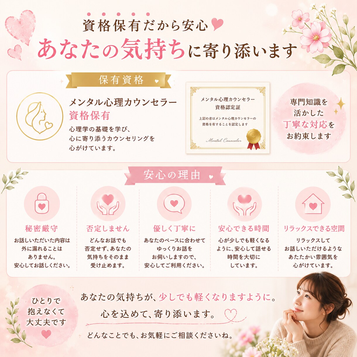 不安・モヤモヤ・恋愛・病気のお悩みをお聴きします 不安・恋愛・離婚・病気などどんなお悩みも安心して相談下さい イメージ2