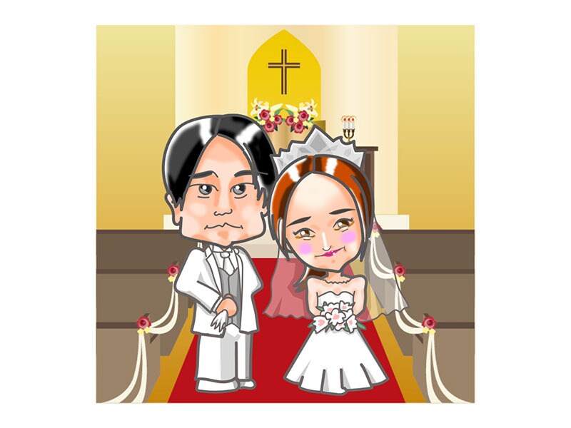 似顔絵ウエディングイラストで一生の思い出にします 使い方自由！ウエルカムボードにLINEスタンプ、アクスタにも イメージ5