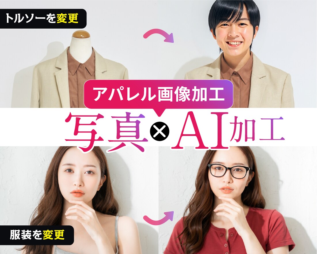 AIアパレル画像加工・AIモデル画像作成します 画像ソフトでの加工ではなくAIを使った最新の生成画像対応 イメージ1