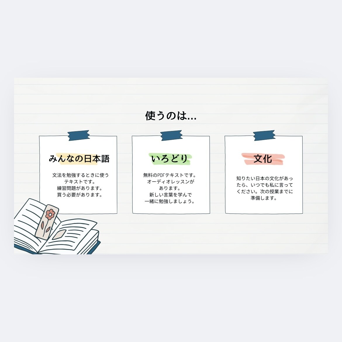 オンライン日本語レッスンします オンライン日本語教師です。どんなテーマでもレッスンできます！ イメージ2