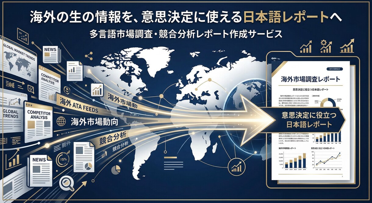 多言語市場調査・競合分析レポートを代行作成します 海外一次情報を精査し日本語要約致します イメージ1