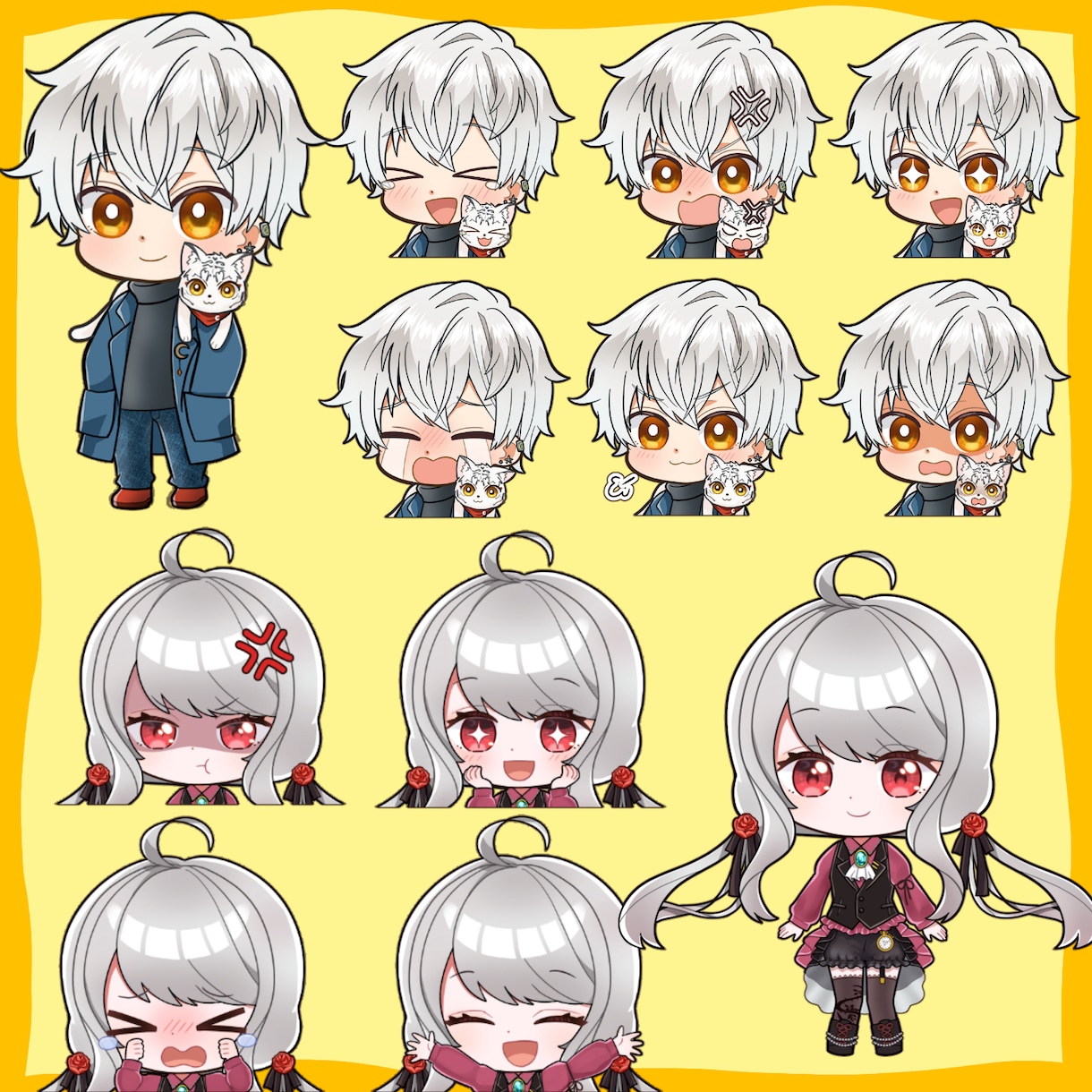かわいいミニキャラのアイコンや立ち絵描きます 表情差分のオプションあります！商用利用可！ イメージ6