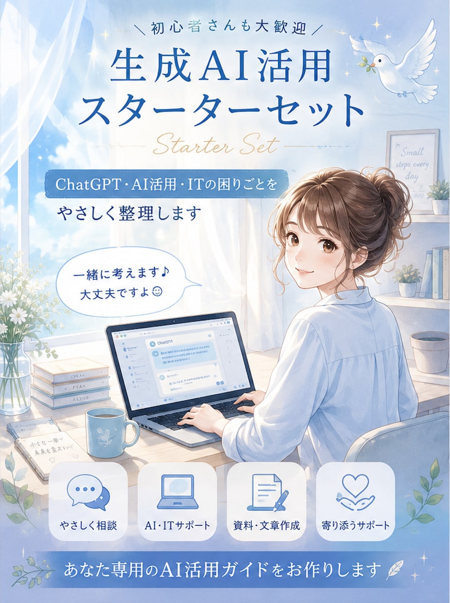生成AI活用スターターセットを作ります お仕事やSNSに使えるAI質問文と活用手順を作成します イメージ1