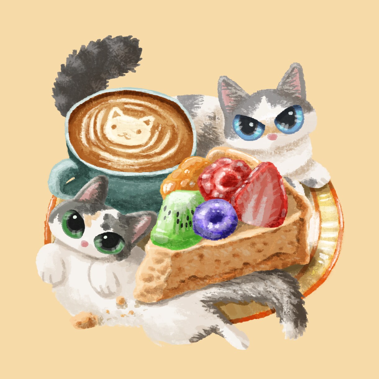 描き込みたっぷりの食べ物とキャラアイコン描きます 食べ物も主役にした、描き込み重視のキャラクターアイコン イメージ3