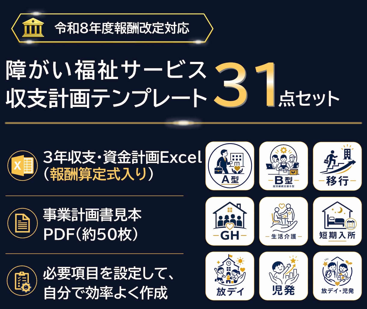 障害福祉サービス収支計画書式31点セット販売します 障害福祉サービスのほとんどが分かります！ イメージ1