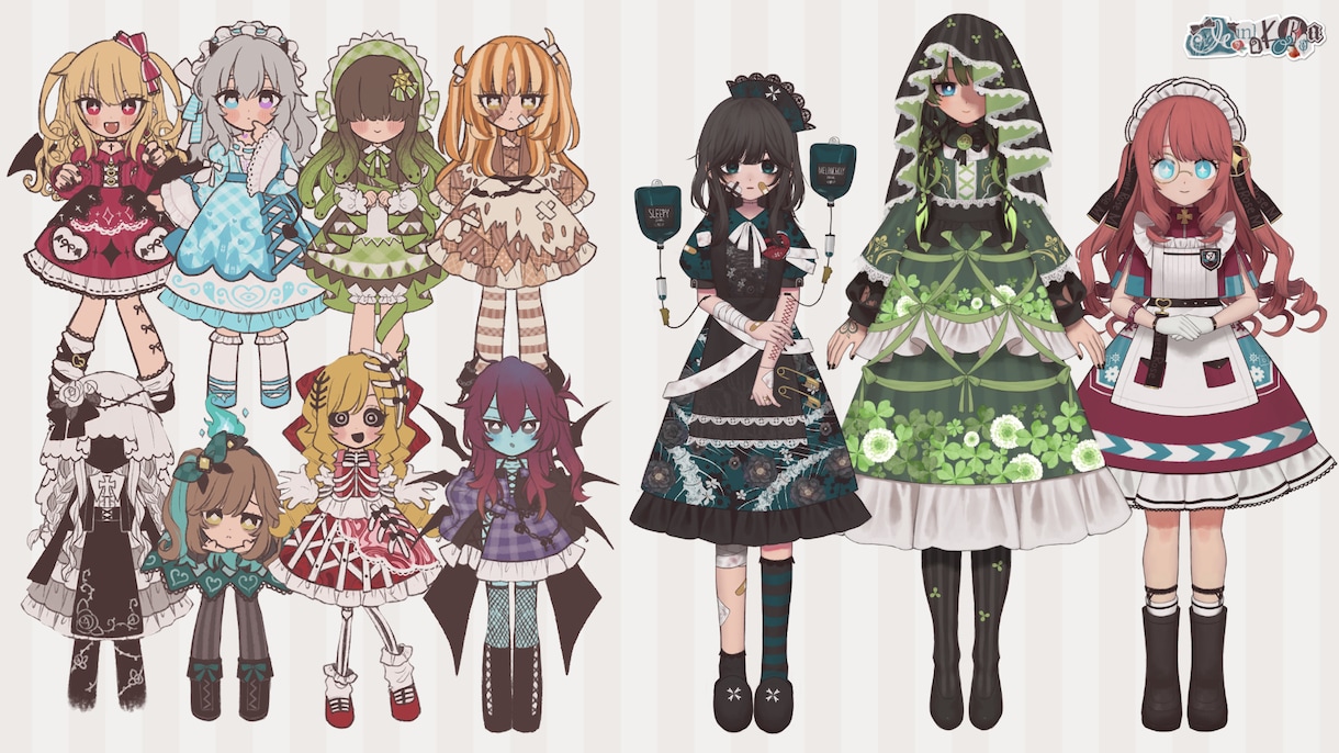 カジュアルポップなロリィタ衣装のデザインします TRPGやVtuberなどイラスト向けの衣装デザイン イメージ3