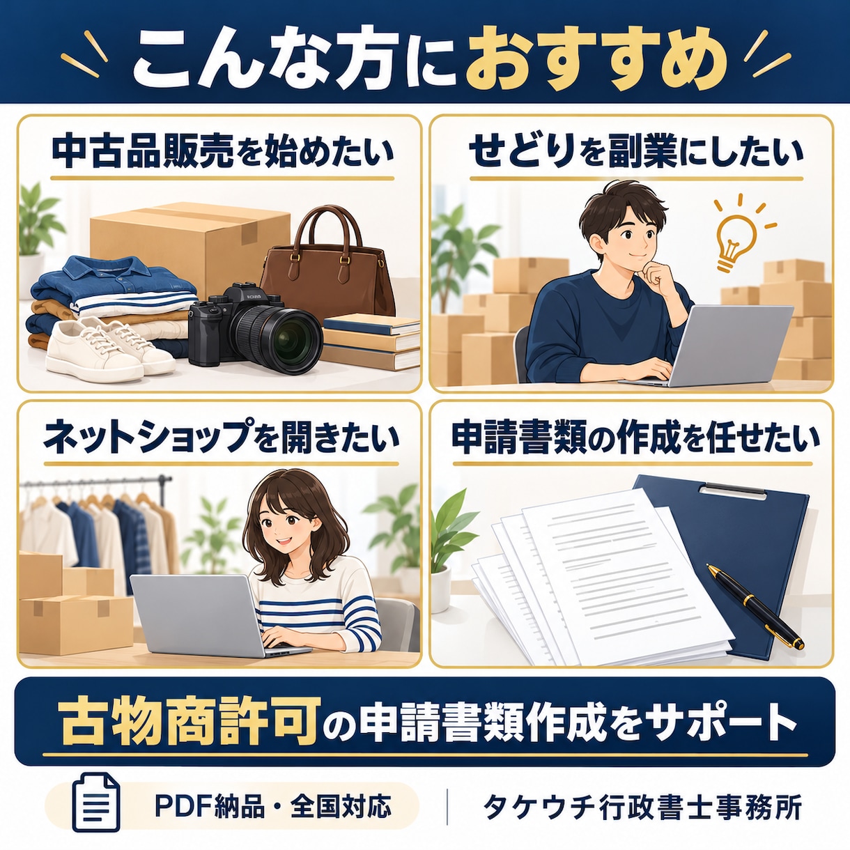 古物商許可申請書を行政書士が作成しますます 個人向け3,500円！全国対応・安心の書類作成 イメージ4