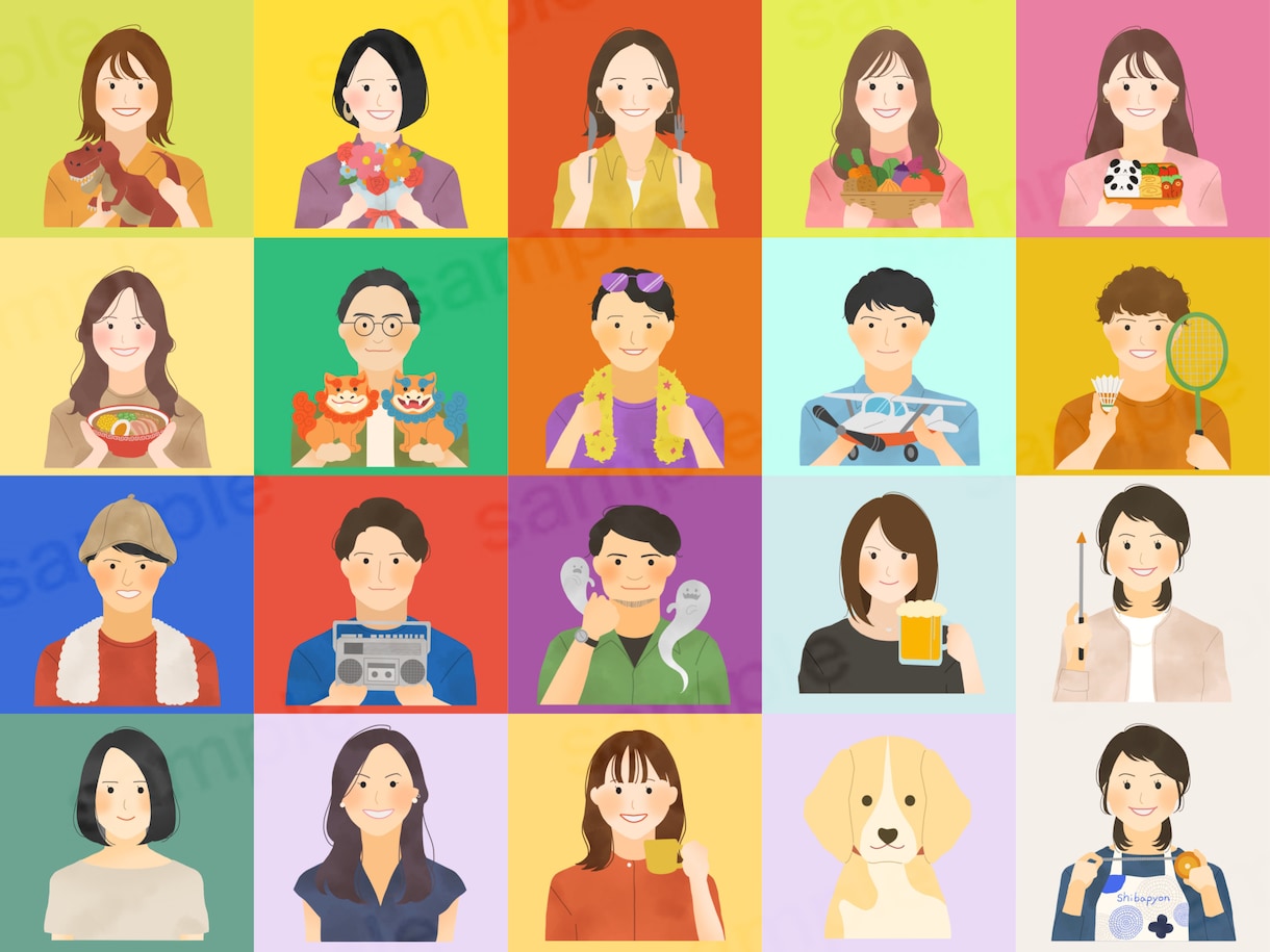 シンプルでおしゃれな似顔絵イラスト描きます あなたらしい小物を持たせて描きます◎ イメージ7