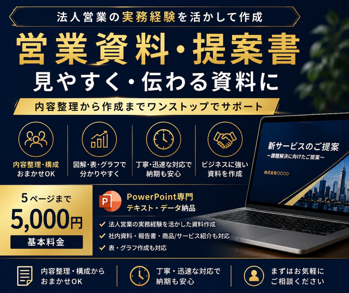 営業資料・提案書を分かりやすく作成します 法人営業の実務経験を活かして伝わる資料に仕上げます イメージ1