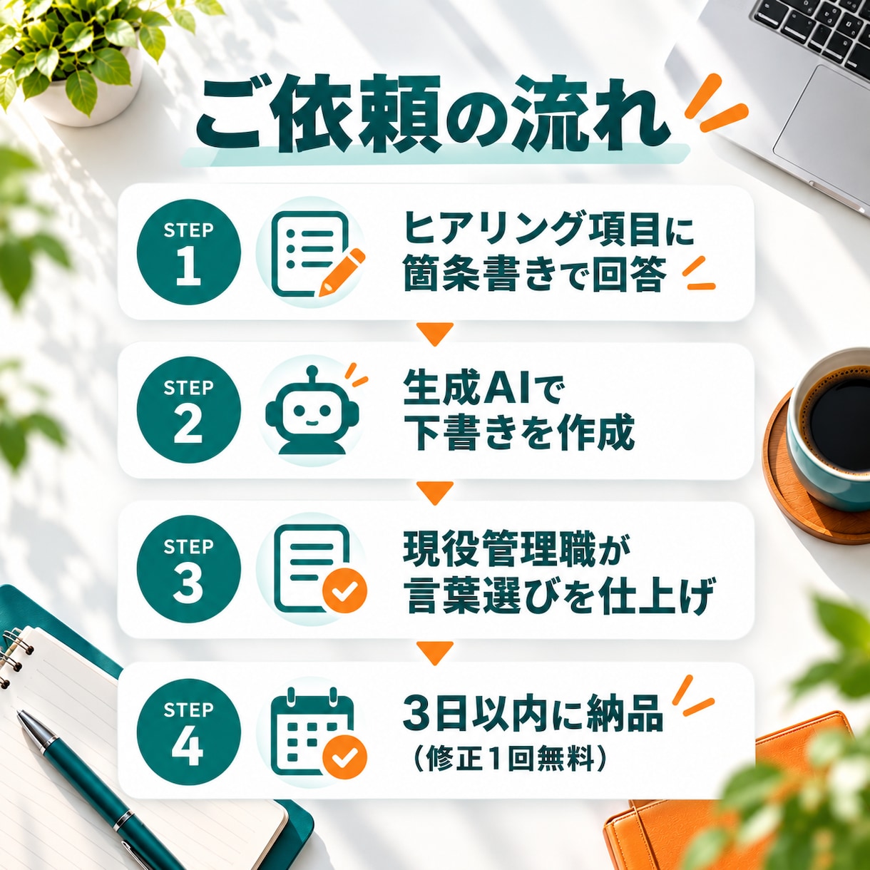 現役管理職が人事評価コメントを作成します 部下に伝わる評価コメントを、箇条書きメモから仕上げます イメージ2