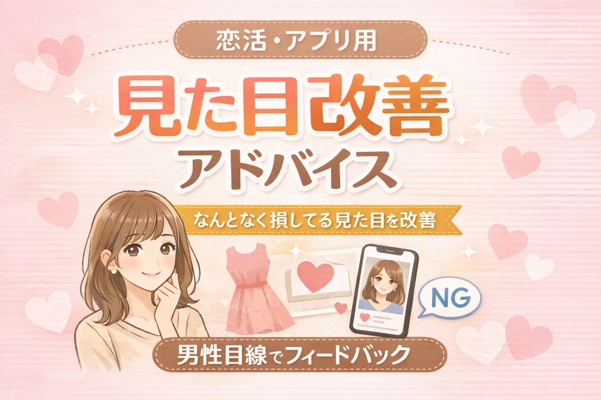 恋活　男女の見た目改善アドバイスします 「なんとなく損してる見た目」を、恋活目線で整えます イメージ1