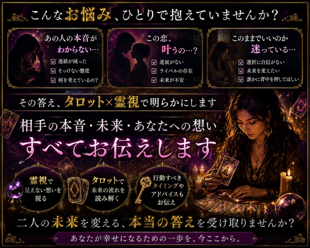 相手の本音5つ｜片思い・復縁の真実を深く霊視します 片思い・復縁・音信不通｜深層心理と恋が進まない理由を霊視鑑定 イメージ6