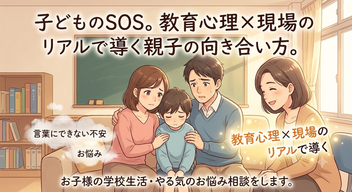 お子様の学校生活・やる気のお悩み相談をします 子どものSOS。教育心理×現場のリアルで導く親子の向き合い方 イメージ1