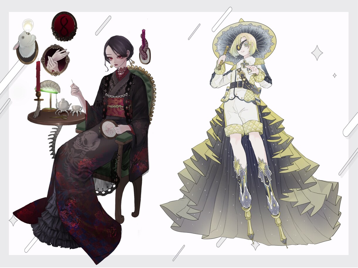 TRPG用立ち絵イラスト描きます 世界観に合わせた衣装デザインがデザインが得意です イメージ3
