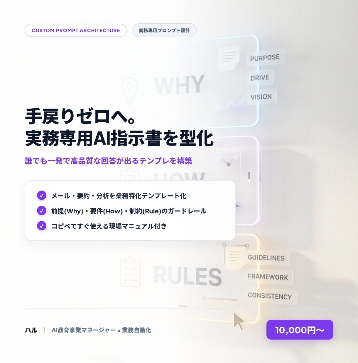 実務専用AI指示書・プロンプトを型化します 手戻りゼロへ！実務専用AI指示テンプレートを設計します イメージ1